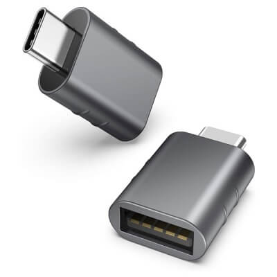 USB C to USB Adapter (2 Pack) - USB-C Male to USB 3.0 Female Adapter - Grey